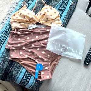 NWT Cupshe polka dot cross-cross back Tankini